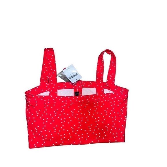 Red Crop Top Star Print Button Front Sleeveless Cami Tank - Picture 1 of 7